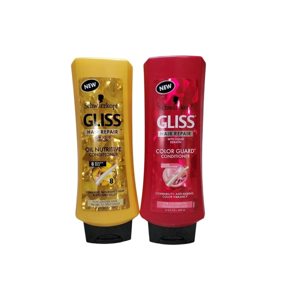 Schwarzkopf Gliss Hair Repair Set of‎ 2 Oil Nutritive & Color Guard 13.6oz NOS